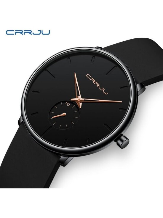 Unisex Black Rose Casual Stylish Ultra Thin Silicone Band Waterproof Wristwatch main image 5